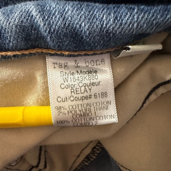 Rag & Bone Racer Relay Denim‎ Jeans Size 26 Blue White Stripes Skinny Low Rise - Picture 4 of 8